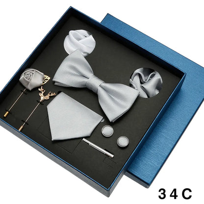 Valentines Gifts For Him Solid Neck Tie Set With Accessories