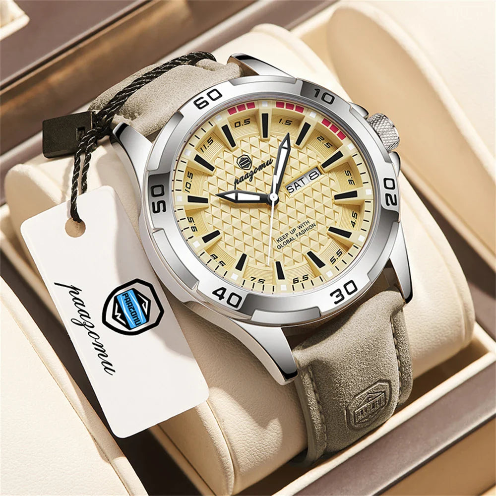 Valentines Gifts For Him Quartz Leather Strap Luminous Date Week Watch