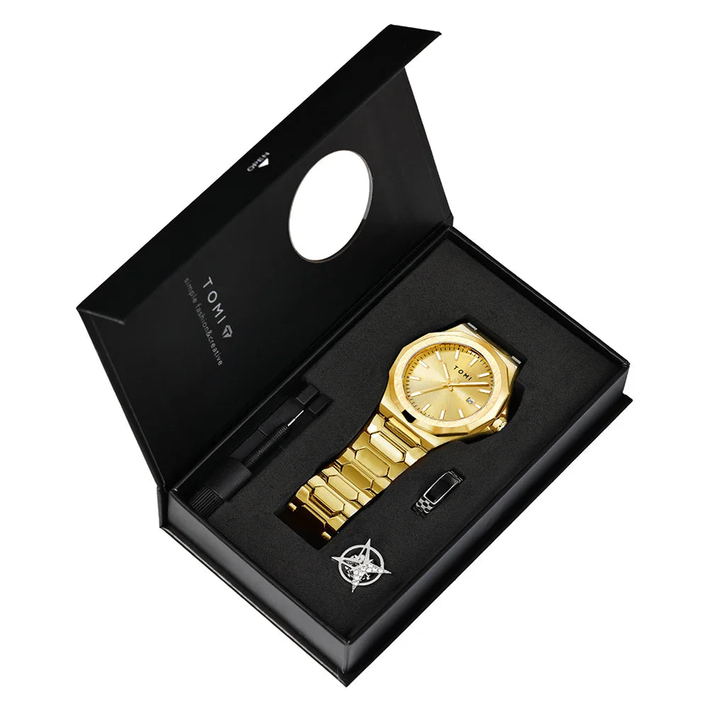 Luxury Rose Gold Men’S Watch Gift Box Set Valentines Gifts For Him