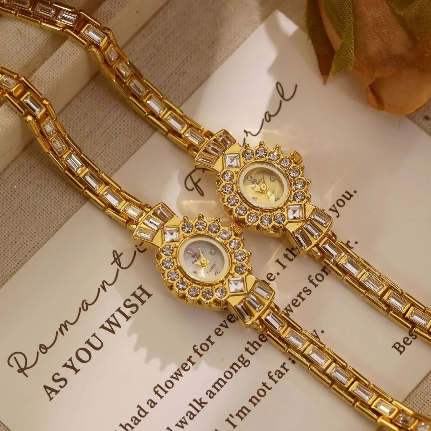 Gold Oval Women Watch With Diamond Dial 20Mm