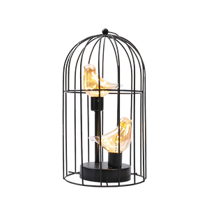 Battery Operated Birdcage Table Lamp with Fairy Lights