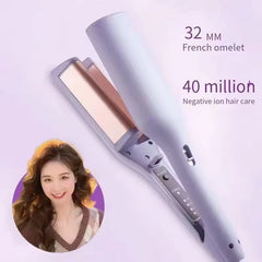Foldable LCD 3-Barrel Ceramic Hair Curler for Waves