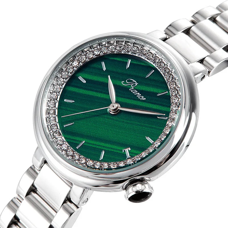 Women'S Green Face Rhinestone Watch 28Mm