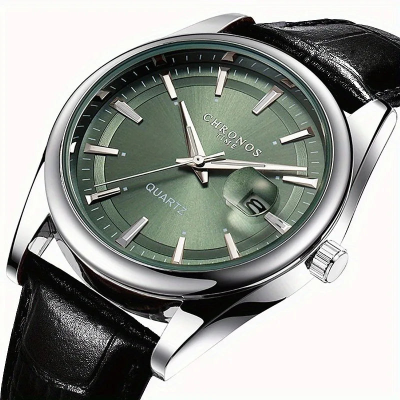 Valentines Gifts For Him Quartz Men Calendar Luminous Leather Wristwatch