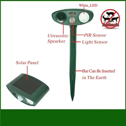 Solar Power Ultrasonic Animal Pest Repeller Infrared Sensor Waterproof Animal Deterrent 8142396260552-al