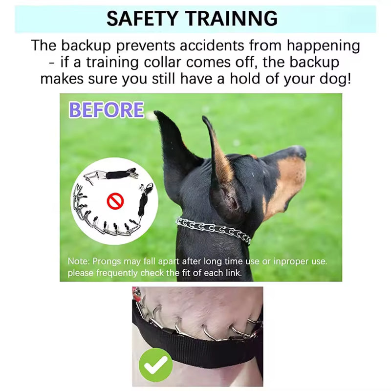 Adjustable Prong Collar With Stainless Steel Links Nylon Cover For Dogs 258828