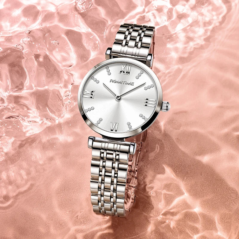 Refined Silver Analog Women'S Watch 32 Mm