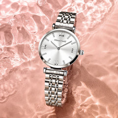 Refined Silver Analog Women'S Watch 32 Mm