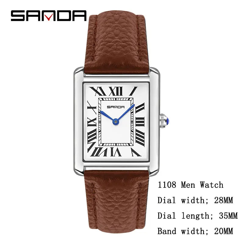 Valentines Gifts For Him Roman Numeral Quartz Leather Strap Watch