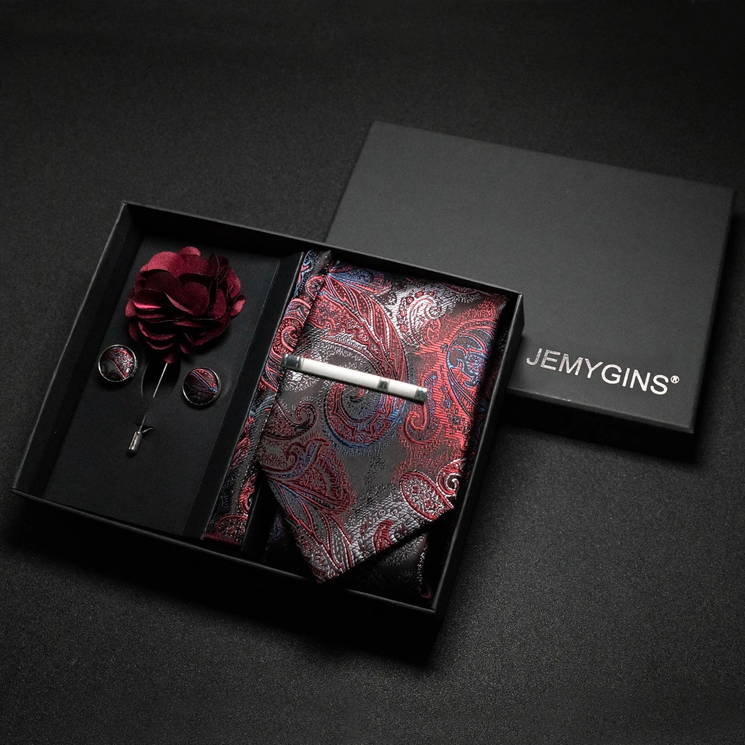 Valentines Gifts For Him Paisley Silk Tie Set With Cufflinks