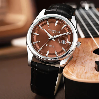 Valentines Gifts For Him Quartz Men Calendar Luminous Leather Wristwatch