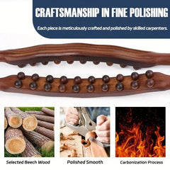 Double Row Wooden Massage Stick with 20 Beads
