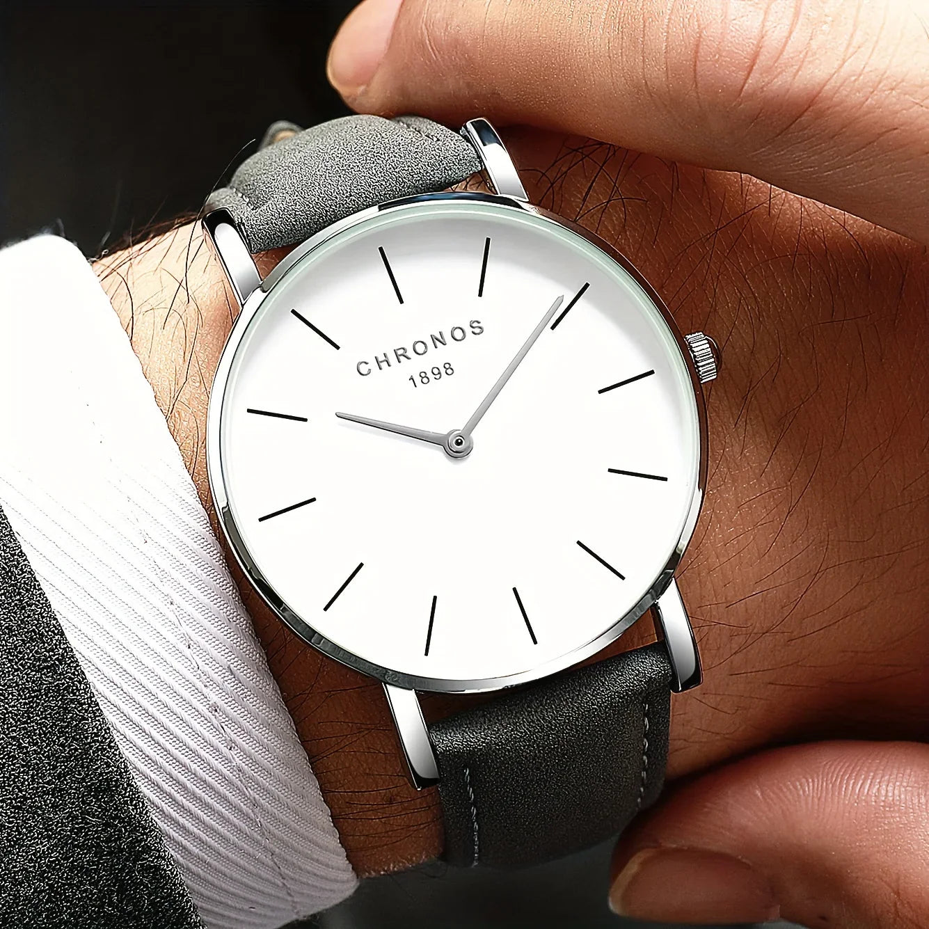 Minimalist Leather Quartz Watch Valentines Gifts For Him