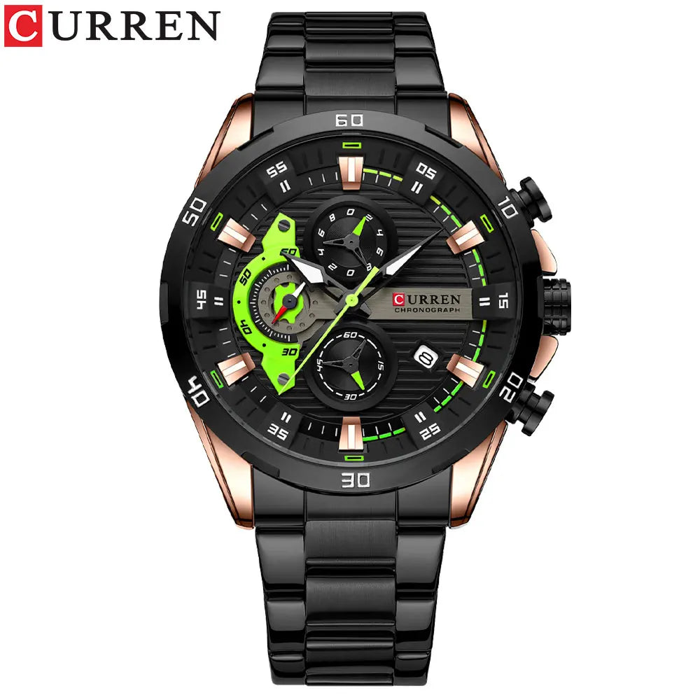 Valentines Gifts For Him Stainless Steel Quartz Chronograph Luminous Dial Watch