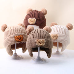 Winter Baby Knitted Beanie With Bear Ear Protection