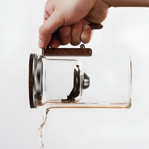 Glass Teapot With Wooden Handle