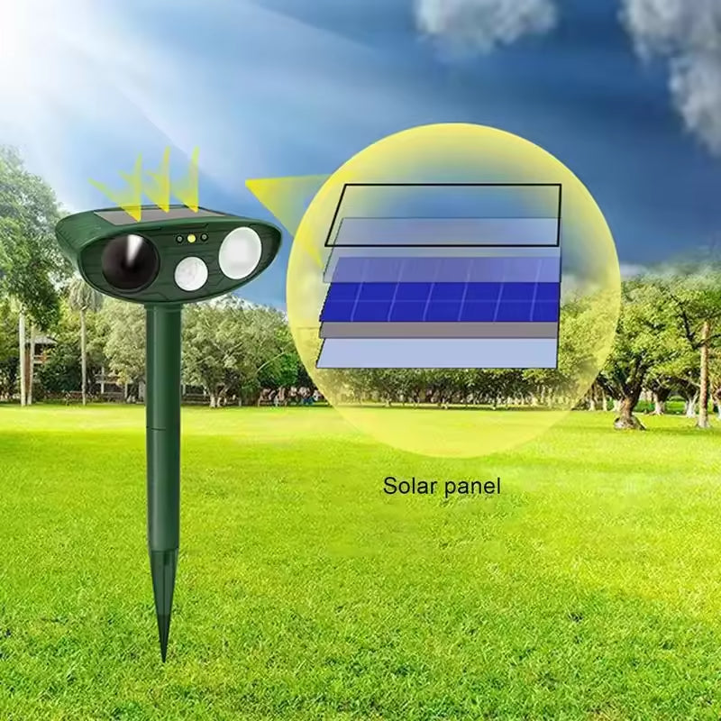 Solar Power Ultrasonic Animal Pest Repeller Infrared Sensor Waterproof Animal Deterrent 8142396260552-al