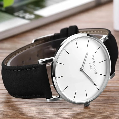 Minimalist Leather Quartz Watch Valentines Gifts For Him