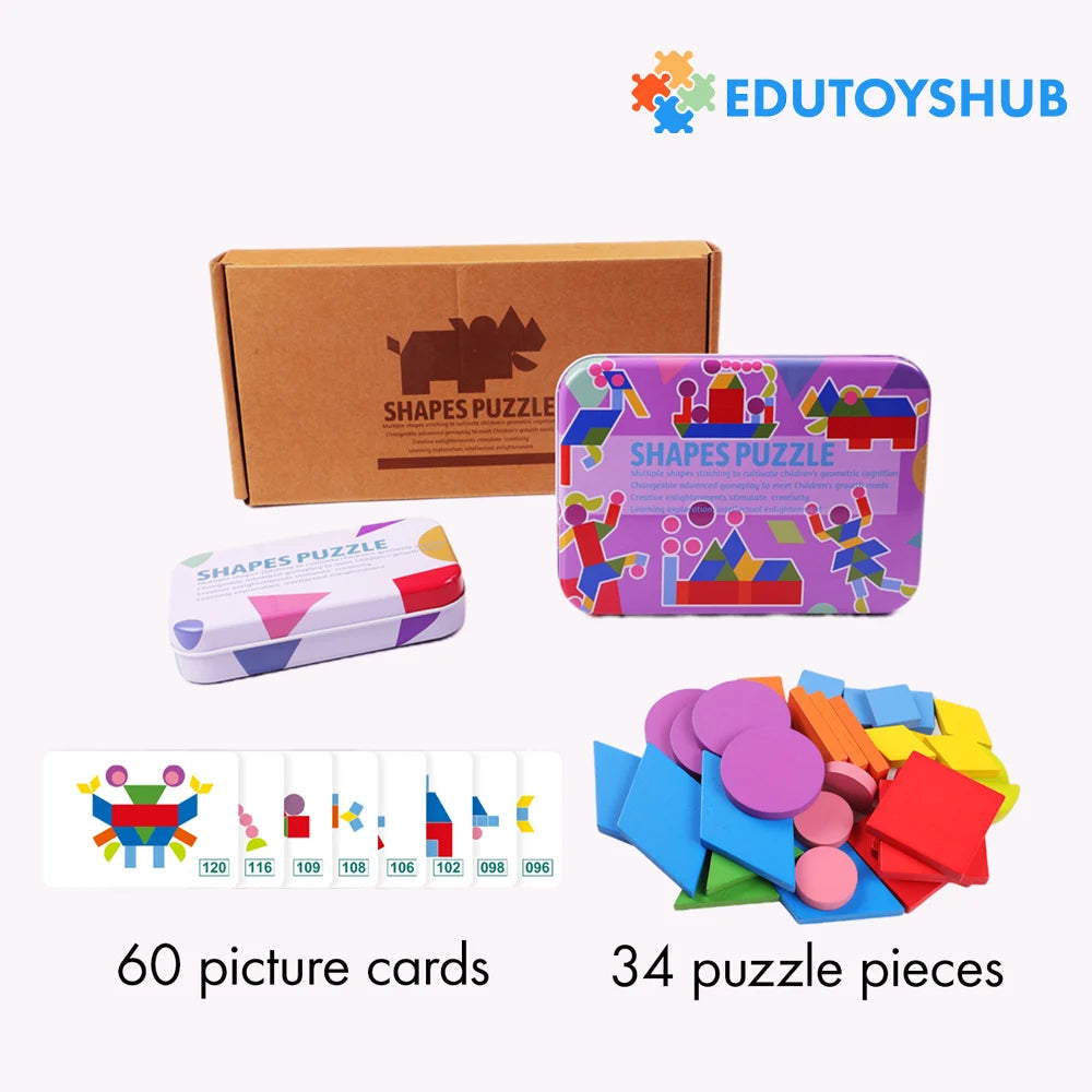 Wooden Pattern Blocks Toddler Puzzles