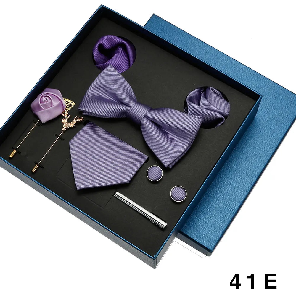 Valentines Gifts For Him Solid Neck Tie Set With Accessories