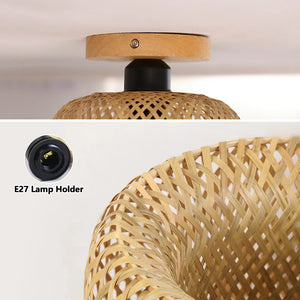 Bamboo Hand Woven Rattan Wicker Ceiling Lamp