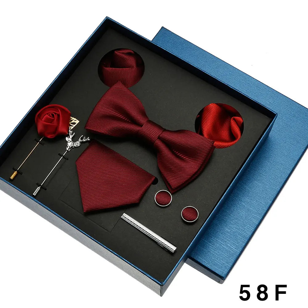 Valentines Gifts For Him Solid Neck Tie Set With Accessories