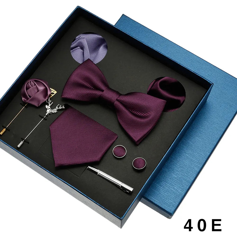Valentines Gifts For Him Solid Neck Tie Set With Accessories
