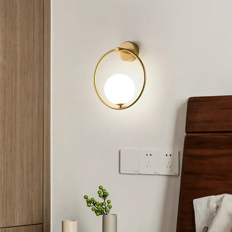 Indoor Glass Ball LED Wall Light – Modern Wall Sconce with G9 9W Bulb for Bedroom, Kitchen, and Living Room - Black & Gold Design 14891917312324-1