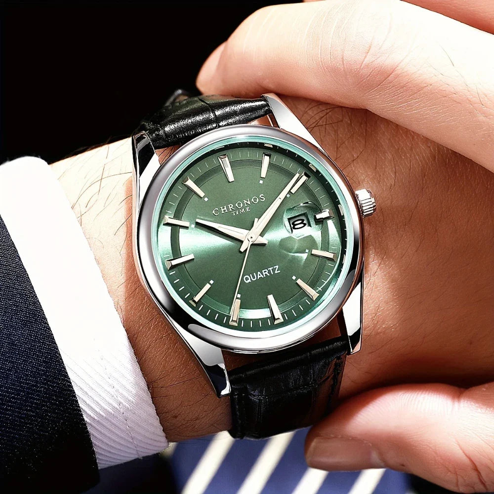 Valentines Gifts For Him Quartz Men Calendar Luminous Leather Wristwatch