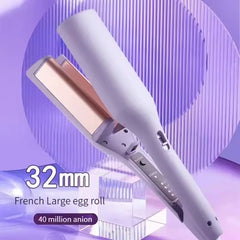Foldable LCD 3-Barrel Ceramic Hair Curler for Waves