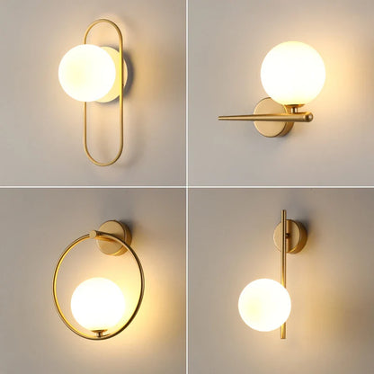 Indoor Glass Ball LED Wall Light – Modern Wall Sconce with G9 9W Bulb for Bedroom, Kitchen, and Living Room - Black & Gold Design 14891917312324-1