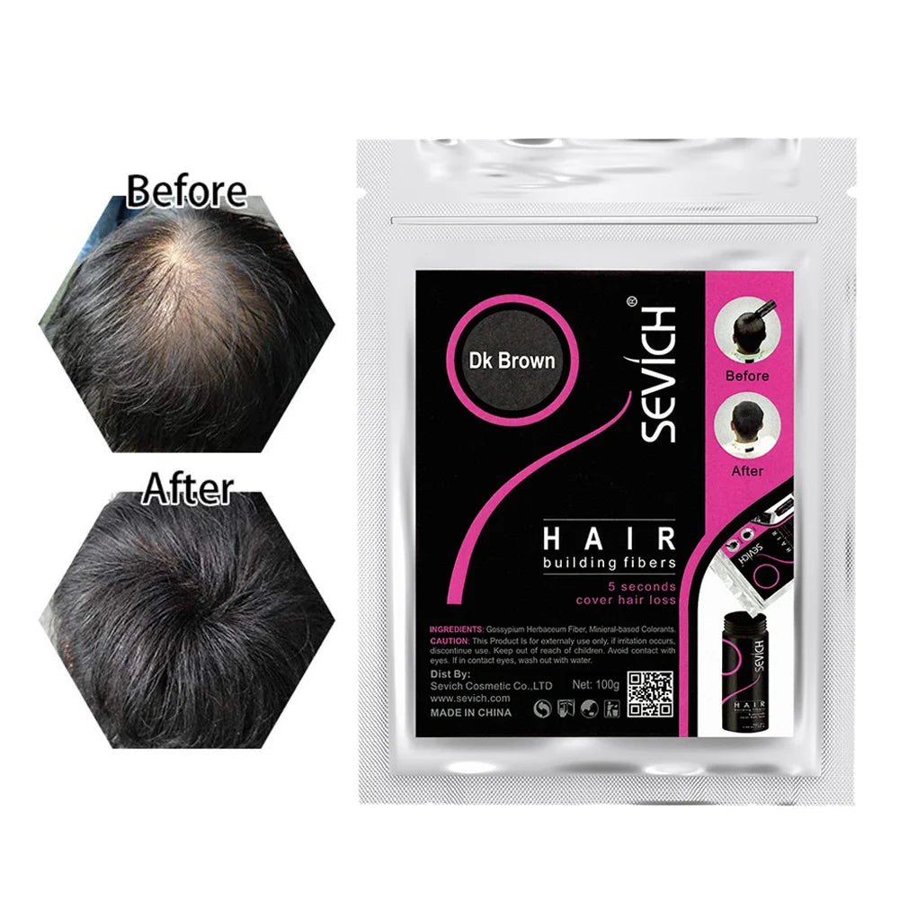 Sevich Instant Hair Growth Fibers - 10 Color Keratin Hair Building Fiber Powder - Hair Care Product