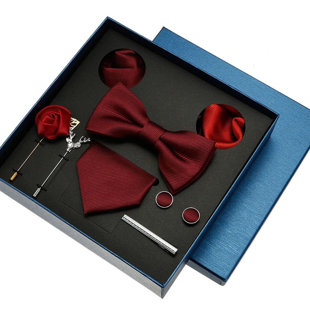 Valentines Gifts For Him Solid Neck Tie Set With Accessories