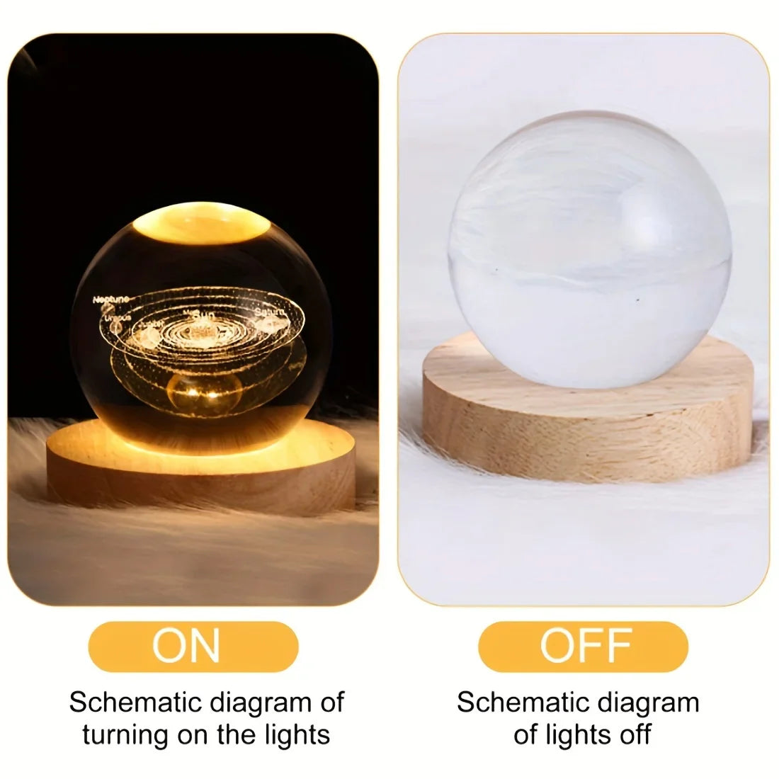 3D Crystal Ball LED Night Light for Bedroom