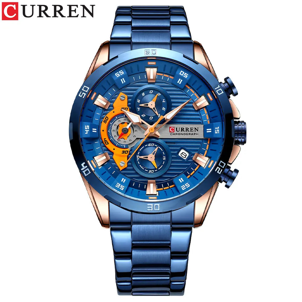Valentines Gifts For Him Stainless Steel Quartz Chronograph Luminous Dial Watch