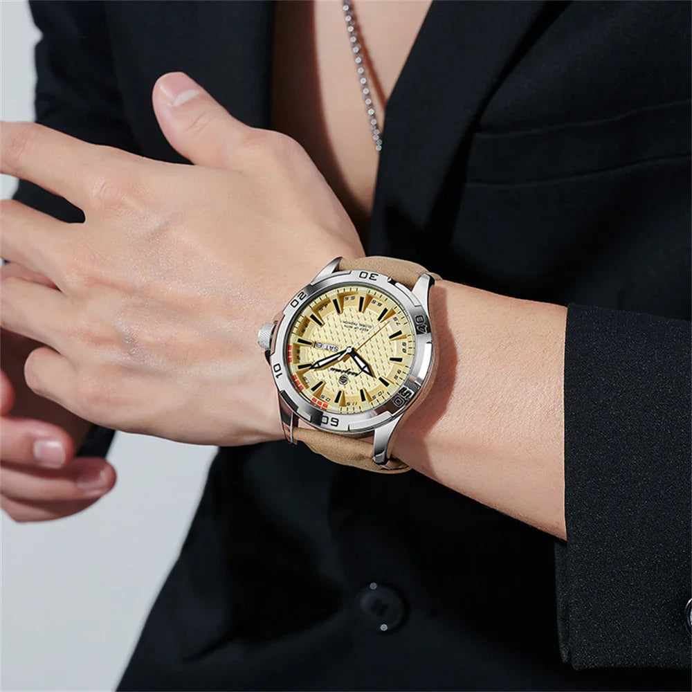 Valentines Gifts For Him Quartz Leather Strap Luminous Date Week Watch