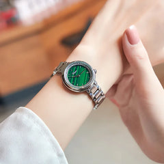 Women'S Green Face Rhinestone Watch 28Mm