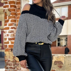 Women’s Puff Sleeve Cold Shoulder Sweater