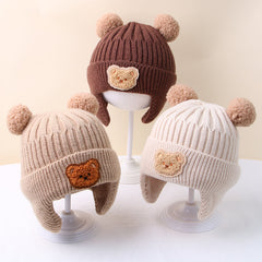 Winter Baby Knitted Beanie With Bear Ear Protection