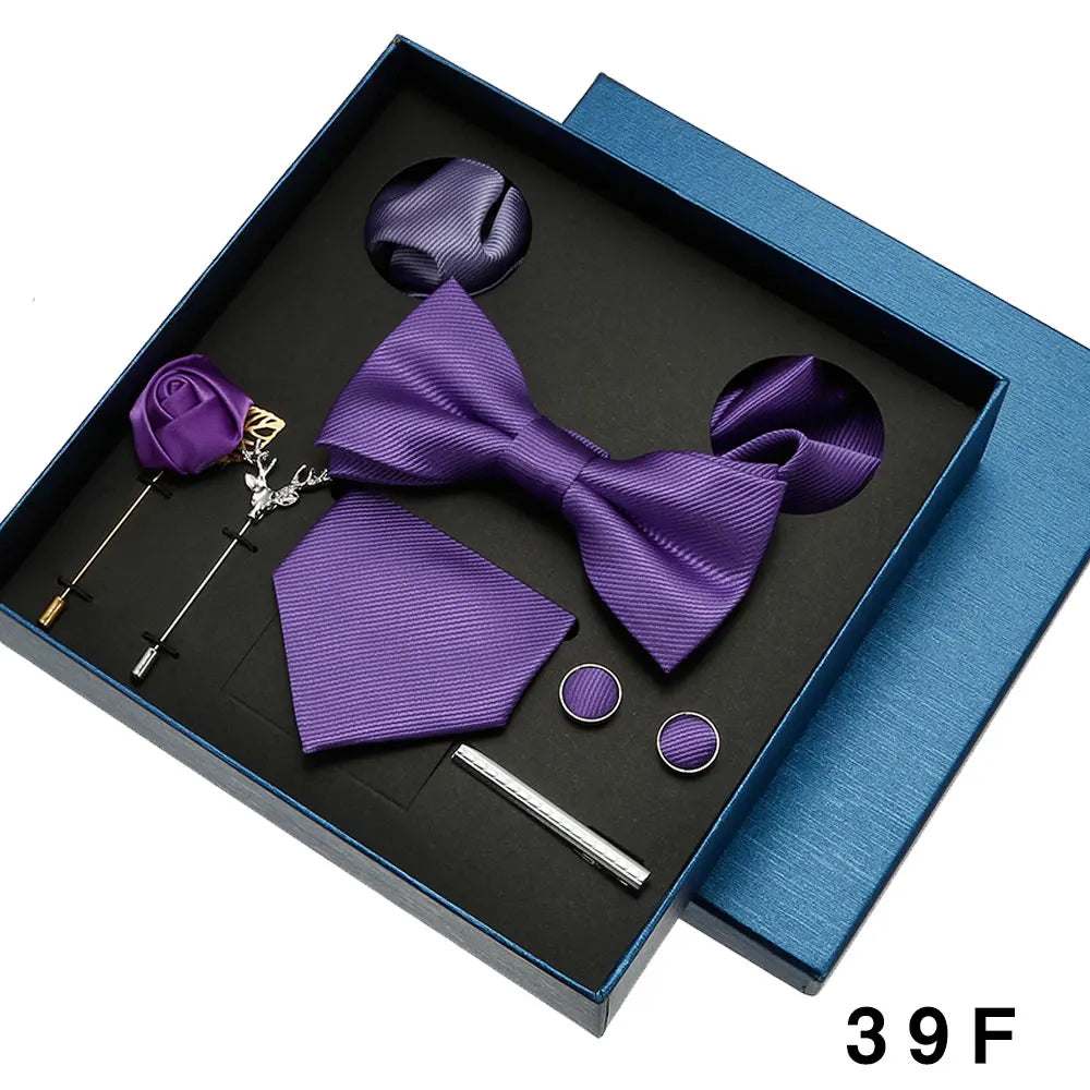 Valentines Gifts For Him Solid Neck Tie Set With Accessories