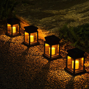 Solar Candle Lantern With Flickering Flame Effect (1Pc)