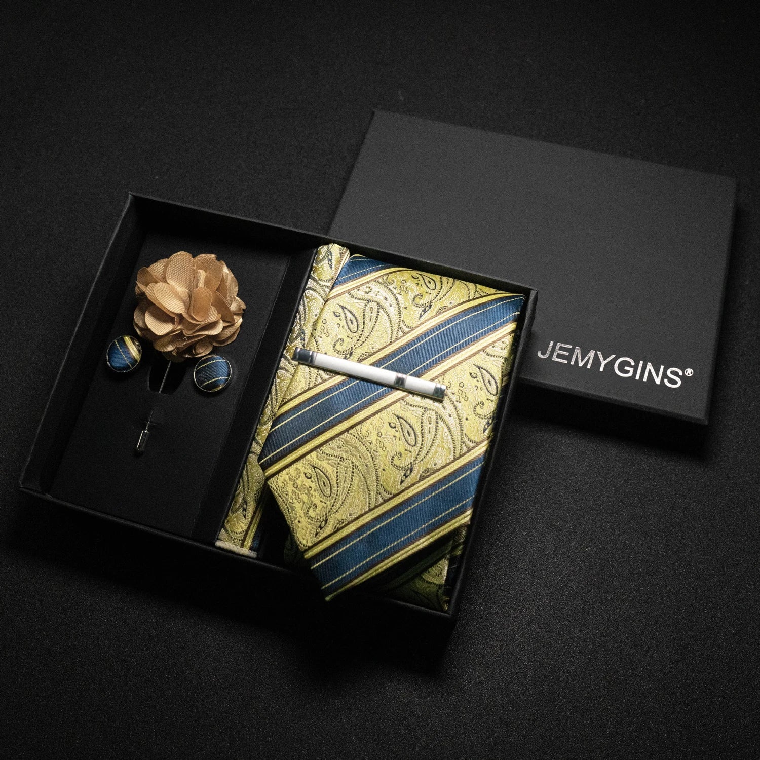 Valentines Gifts For Him Paisley Silk Tie Set With Cufflinks