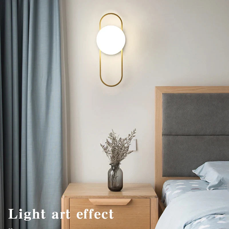 Indoor Glass Ball LED Wall Light – Modern Wall Sconce with G9 9W Bulb for Bedroom, Kitchen, and Living Room - Black & Gold Design 14891917312324-1