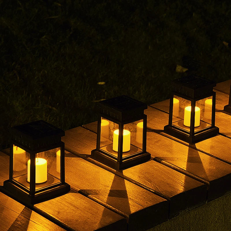 Solar Candle Lantern With Flickering Flame Effect (1Pc)