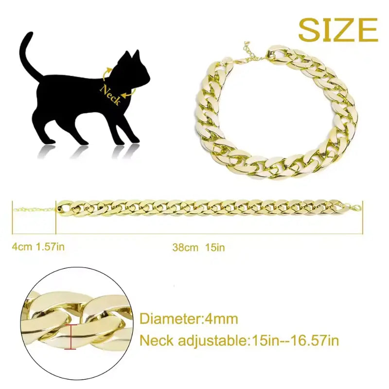 38 Cm Thugpet Thick Cuban Gold Chain Collar For Dogs And Cats