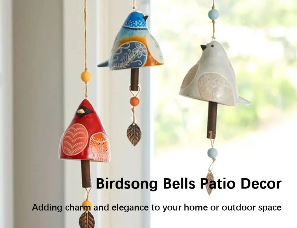 Set 3 Ceramic Bird Wind Chime Song Bell Garden Yard Home Decoration