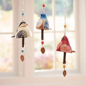 Set 3 Ceramic Bird Wind Chime Song Bell Garden Yard Home Decoration