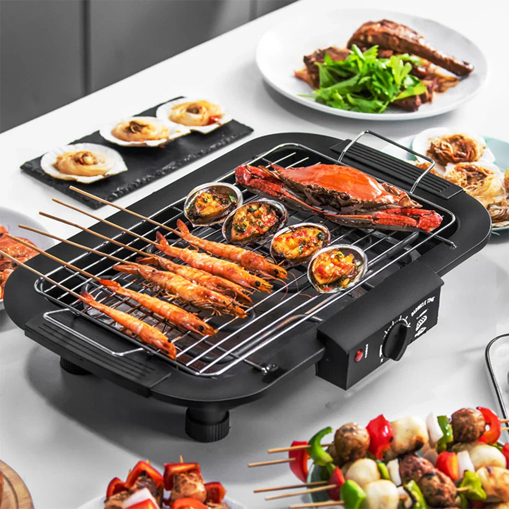 Smokeless Electric Indoor Outdoor BBQ Grill with Versatile Options