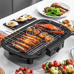Smokeless Electric Indoor Outdoor BBQ Grill with Versatile Options