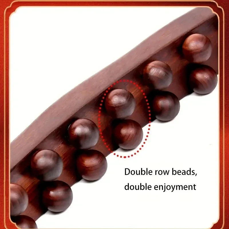 Double Row Wooden Massage Stick with 20 Beads